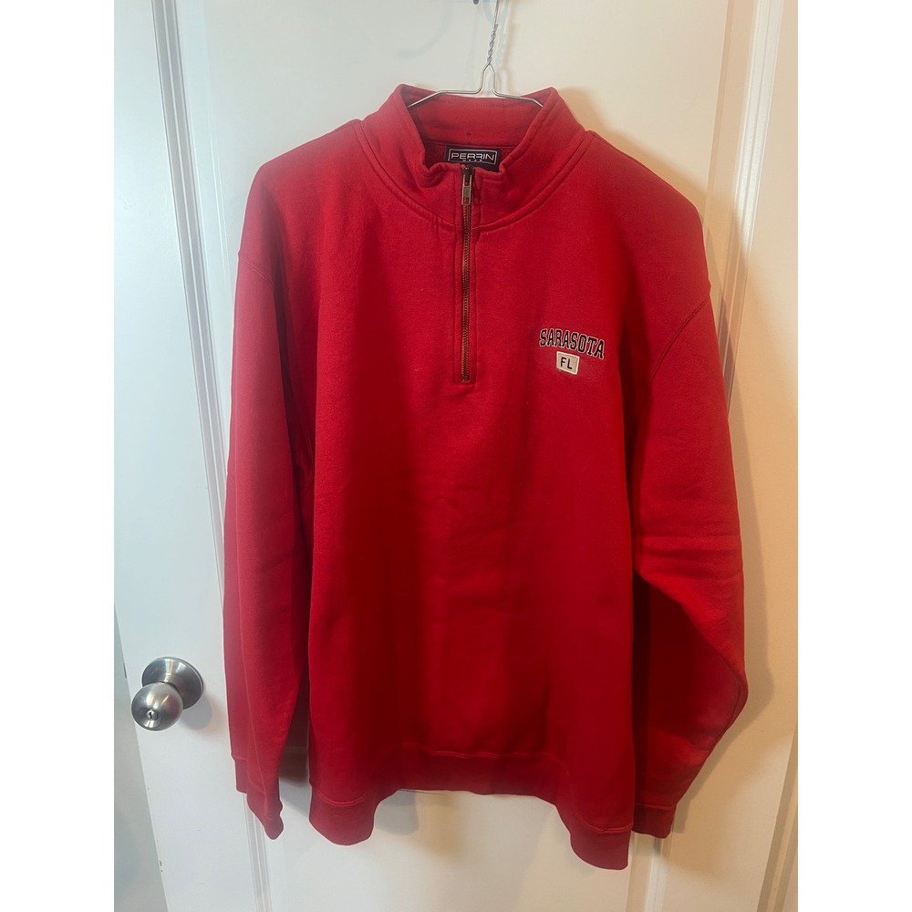 Perrin Wear Mens Quarter Zip Sarasota FL Embroidery Red XL